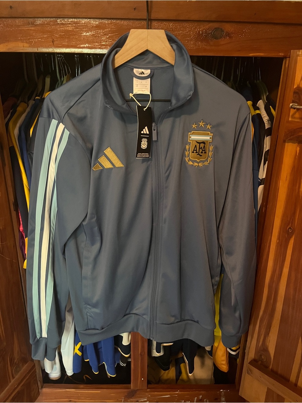 adidas Slate Blue Argentina AFA Lightweight Track Jacket with Gold Crest